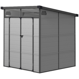 Садовий сарай Outsunny Garden Shed пластиковий 3,24 м³ 190x191x215 см Садовий сарай з моноскатним дахом, двері, що замикаються, Стійкий до погодних умов садовий сарай, Відкритий садовий сарай Шафа для заднього двору, Зовнішній, Світло-сірий