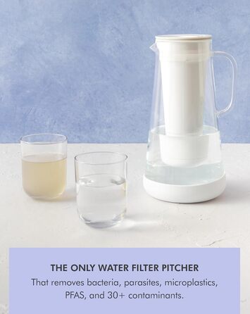 Фільтр для води LifeStraw Home: скляна кава з силіконовим дном, 1,6 л, Stormy Blue