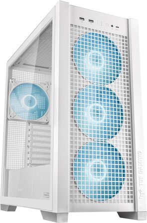 Ігровий корпус ASUS TUF GT302 ARGB білий, Mid-Tower ATX, 4x140 мм ARGB вентилятори, змінні бокові панелі, підтримка ATX материнських плат із прихованими роз'ємами, сітчаста фронтальна панель