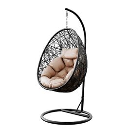 Крісло-гойдалка підвісне з каркасом та подушкою Bordia, сіре/бежеве - для дому та саду