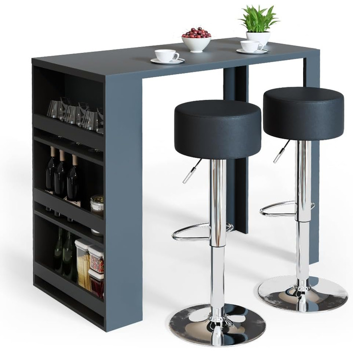 Барний стіл Vicco Bartisch-Set з 2 барними табуретами, антрацит, 117 x 57 см