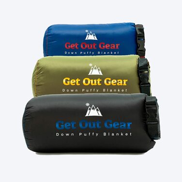 Кемпінгова пухова ковдра Get Out Gear, легка, тепла, водостійка, 650 Fill Power, для подорожей, рюкзака, пляжу, гамака, синя/червона