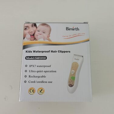 Дитяча машинка для стрижки волосся Bimirth, тиха, водонепроникна, USB-зарядка, з насадками та чохлом