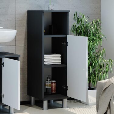 Пенал для ванної Vicco Fynn, антрацит/білий глянець, 30x95 см