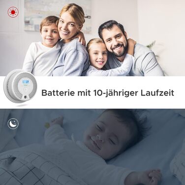 Датчик диму та CO X-Sense SC07 з LCD-дисплеєм, автономний, 10 років, з тестуванням, 360°