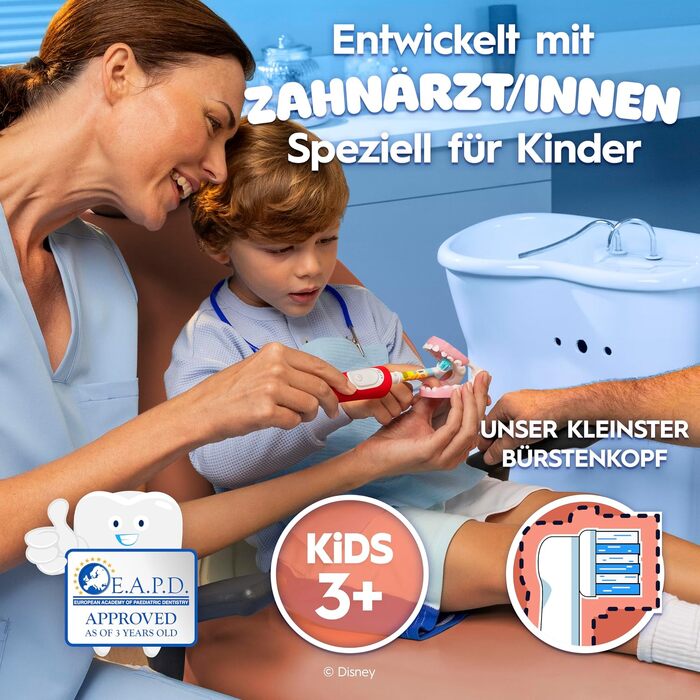 Дитяча електрична зубна щітка Oral-B Pro Kids 3+ Король Лев, біло-червона (набір 8 шт.)