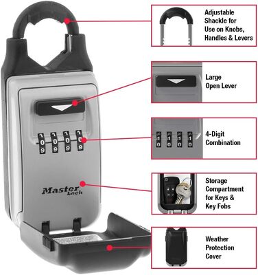 Захисний металевий бокс для ключів Master Lock 5415D, стіновий сейф з кодовим замком, цинковий сплав
