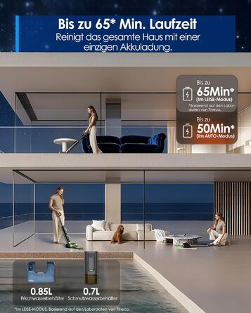 Tineco Floor One S9 Master: Потужний акумуляторний пилосос 2-в-1 для вологого та сухого прибирання, 22000 Па, анти-заплутування, гаряче сушіння 85°C, до 50 хв роботи, для твердих підлог та шерсті тварин