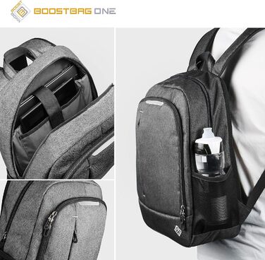 Міський рюкзак BoostBag One для ноутбука 15,6'', планшета та телефону, сірий – ідеальний для школи, роботи, навчання