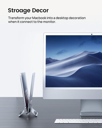 Підставка для ноутбука SODI вертикальна, автоматична, з алюмінію, для MacBook Pro/Air, ноутбуків, планшетів, телефонів (срібна)
