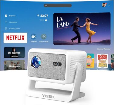 Міні проєктор Smart Beamer A-27000L: Full HD 1080P, WiFi6, Bluetooth, Netflix, 4K, Автофокус, для дому та на вулицю