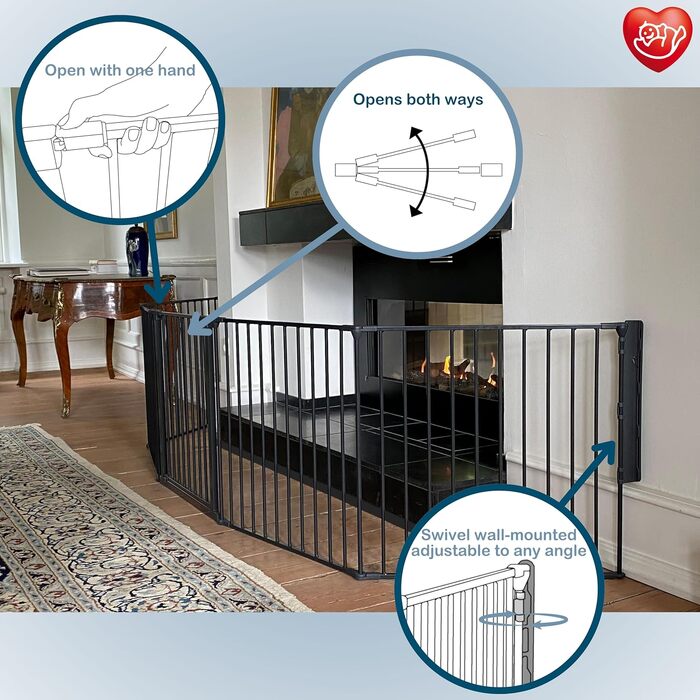 Захисний бар'єр BabyDan Flex L (90-350 см) - дитячий, для тварин, чорний. Made in Denmark