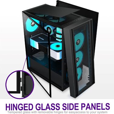 Ігровий корпус для ПК FOIFKIN K11 ATX Mid-Tower, чорний, з 4 встановленими ARGB вентиляторами PWM