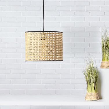 Підвісна лампа Lightbox Boho у натуральному стилі з ротангу та металу, світло-коричнева/чорна, кабель 174 см, діаметр 30 см, цоколь E27, макс. 60 Вт