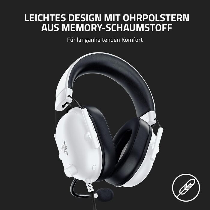 Ігрова гарнітура Razer BlackShark V2 X White — дротова навушники для кіберспорту, 7.1 Surround Sound, 50мм Triforce драйвери, мікрофон HyperClear Cardioid, білий колір