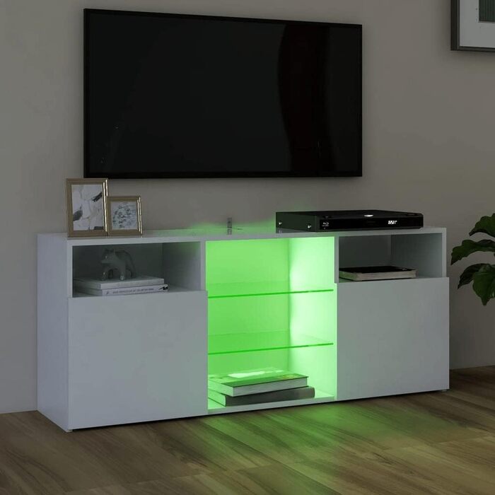 vidaXL ТВ-тумба з LED-підсвіткою, біла, 120x30x50 см