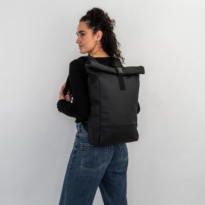Рюкзак Johnny Urban Harvey Medium чорний, роллтоп 15л, водостійкий, для ноутбука, для міста, унісекс