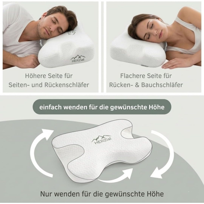 Ортопедична подушка для шиї Contour Sleep з ефектом пам'яті (Memory Foam) — ергономічна підтримка шийного відділу хребта для сну на боці та спині, Oeko-TEX