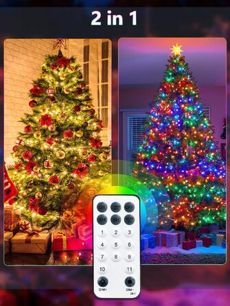 Світлодіодна гірлянда для вулиці 30м, 300 LED вогників для новорічного та різдвяного декору (Теплий білий/Кольорова)