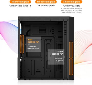 Корпус для ПК Zalman T6 ATX Midi-Tower, чорний, ігровий, з попередньо встановленим 120-мм вентилятором, добрий повітряний потік