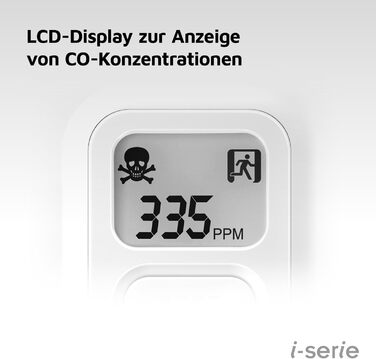 Детектор чадного газу Ei Electronics Ei208D з LCD-дисплеєм, 10 років роботи від батареї, автономний, білий (i-Series з дисплеєм)