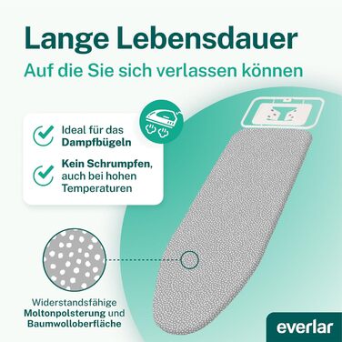 Преміум чохол для прасувальної дошки everlar 120x40 см, OEKOTEX100, Німеччина, сірий з білими крапками, для парових станцій, з комфортною підкладкою