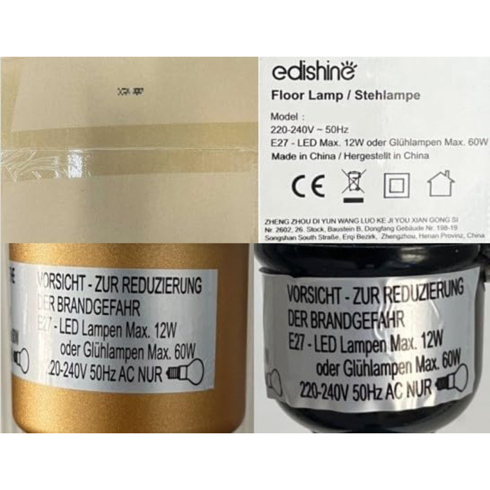 Торшер EDISHINE LED для вітальні, димований, E27, лампа для читання з лляним абажуром і пультом, підлоговий світильник з 3 режимами кольору, вінтажний для спальні, чорний