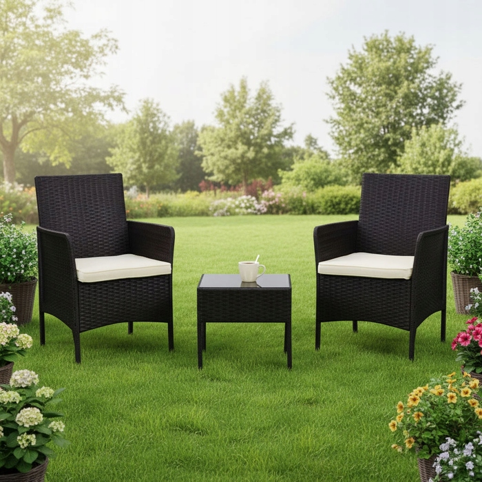 Комплект садових меблів MultiGarden із пластику, чорний, 3 предмети