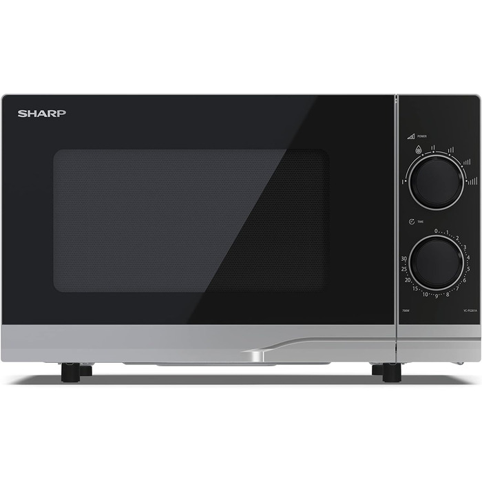 Мікрохвильова піч SHARP PS201AES, 700 Вт, 6 режимів, розморожування, 455x274x329 мм, срібляста