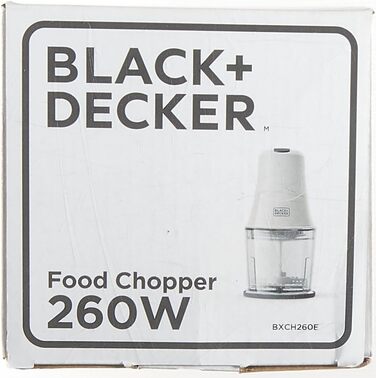 Подрібнювач BLACK+DECKER BXCH260E, 260 Вт, 500 мл, 2 швидкості, нержавіюча сталь, білий, для змішування та подрібнення, з кришкою для зберігання