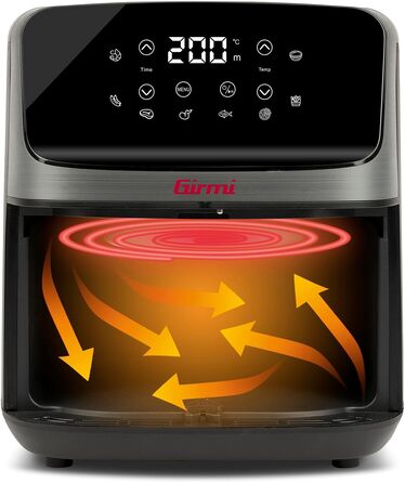 Аерофритюрниця Girmi FG27 Ecofrit Lite, 4.2 л, 1400 Вт, цифровий дисплей, 8 програм, таймер, без BPA та PFOA, сіра