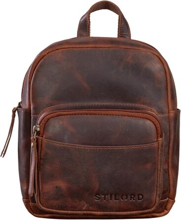 Жіночий міні-рюкзак STILORD Gerda з натуральної шкіри, вінтажний міський daypack, компактний стильний рюкзак для міста, колір: коньяк (Porto), преміум якість