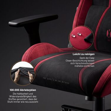 Ігрове крісло Diablo Gaming тканинне для дітей та підлітків, з 3D-підлокітниками, розмір L, колір Bloody Mary