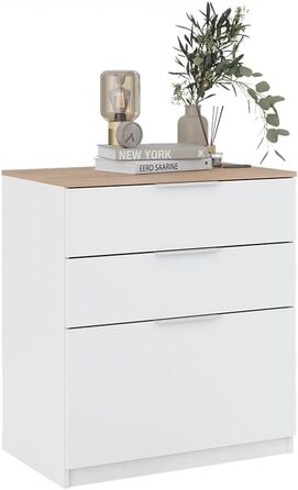 Комод Vicco Betti 80x90 см, білий/сонома, з 3 шухлядами