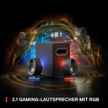 SteelSeries Arena 7 - 2.1-канальна акустична система для геймінгу з RGB підсвічуванням, чорна