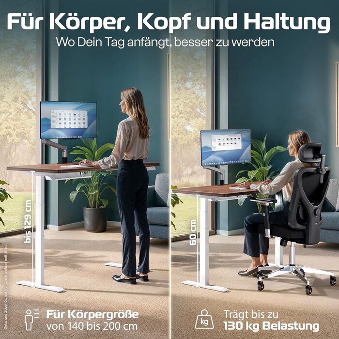 Електричний стіл CleverDesk для роботи 160x80 см, регульована висота, 2 USB, білий каркас, дерев'яна стільниця