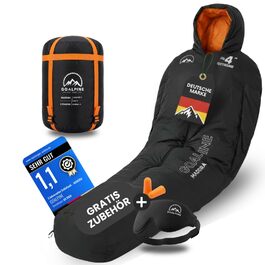 Трисезонний спальний мішок-кокон GOALPINE Madeira для дорослих, комфорт 5-10°C, з отвором для рук, водовідштовхувальний, для кемпінгу та трекінгу