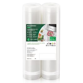 Рулони для вакуумного пакування Bonsenkitchen 28x600 см (2 шт.) - міцні пакети для вакууматора, харчові, для су-від, без BPA