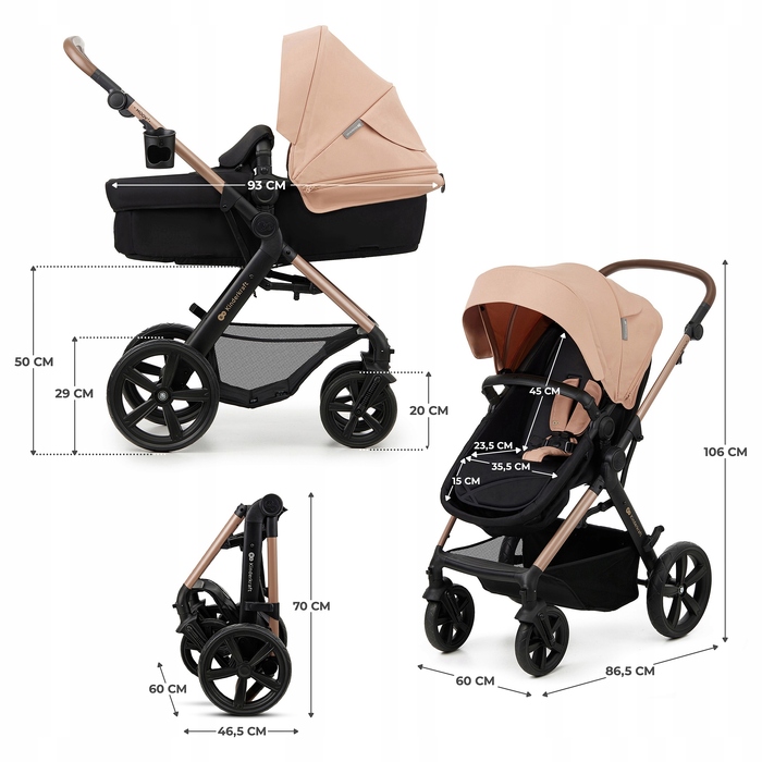 Багатофункціональний візок Kinderkraft Moov 2 3в1, бежевий