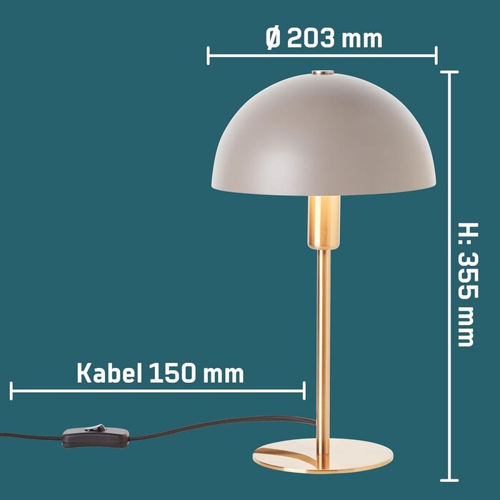 Світильник-грибок для столу Lightbox, LED, E14, метал, золото/матовий тауп, настільна лампа для офісу, спальні, з вимикачем