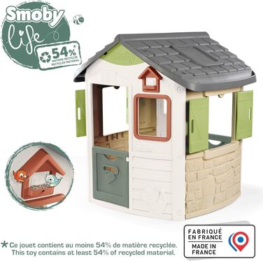 Дитячий будиночок Smoby Life Jura Lodge (115x123x132 см) з переробленого пластику - вуличний будиночок для ігор, годівниця для птахів, від 2 років