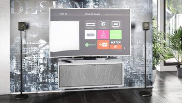 Підвісна ТВ тумба Vladon Lana 80x29x37 см, білий матовий корпус, фасади Scratchy Metal, велика палітра кольорів, вироблено в Німеччині