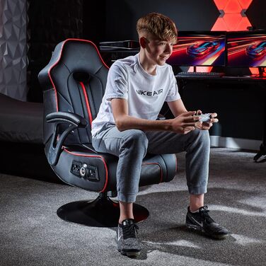 Ігрове крісло X Rocker Torque 2.1 з Bluetooth, вібрацією та аудіосистемою, червоне, педестальне крісло для геймерів та розваг