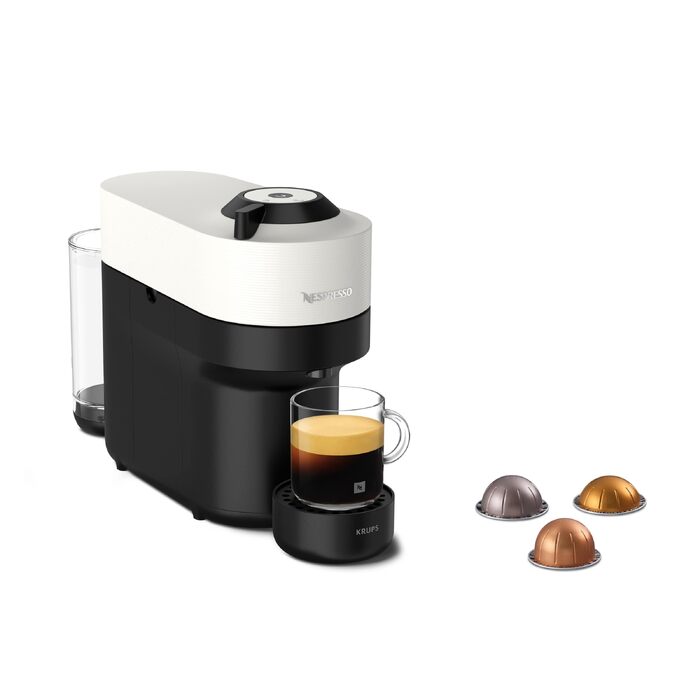 Кавомашина Nespresso Krups Vertuo Pop Coconut White 560 мл - автоматичне розпізнавання капсул, 4 розміри чашок