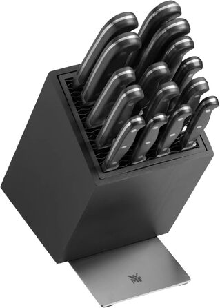 Підставка для ножів WMF FlexTec, чорна, для 15 кухонних ножів, нержавіюча сталь Cromargan 18/10 та якісний пластик