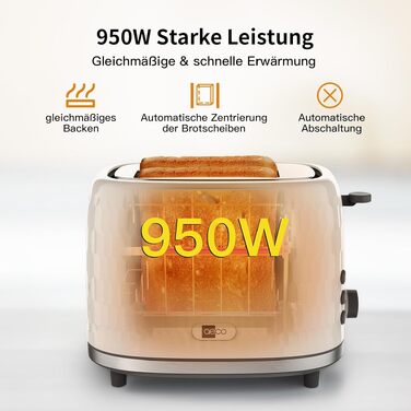 Тостер aeco toastlab Elite 2 відділення, підставка для булочок, широкі слоти, 6 рівнів підсмажування, 10 програм, 850 Вт, LCD-дисплей, функція підняття, розморожування, піддон для крихт