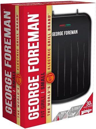 Електричний гриль George Foreman 25800, багатофункціональна гриль-плита і тостер, швидкий нагрів, легке очищення, чорний