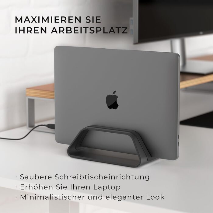 Вертикальна підставка для ноутбука Humancentric: сумісна з MacBook Pro та MacBook Air, чорний колір