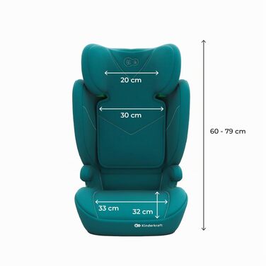 Дитяче автокрісло Kinderkraft I-SPARK 2 PRO (100-150 см), 2в1, i-Size, чорне/зелене