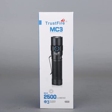 TrustFire LED ліхтарик MC3, надяскравий 2500 люмен, тактичний, IP68, акумулятор 21700, 5 режимів, міні-ліхтарик для полювання та надзвичайних ситуацій, чорний